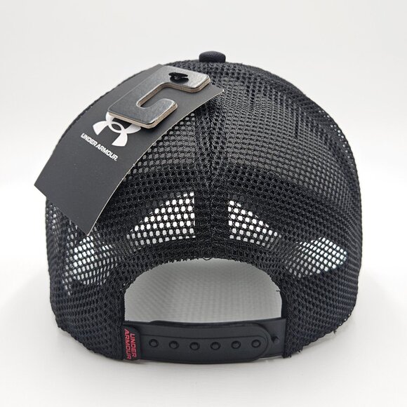 Under Armour Men’s Blitzing Trucker Mesh Hat Black/Red Adjustable Snapback NEW - Picture 6 of 6